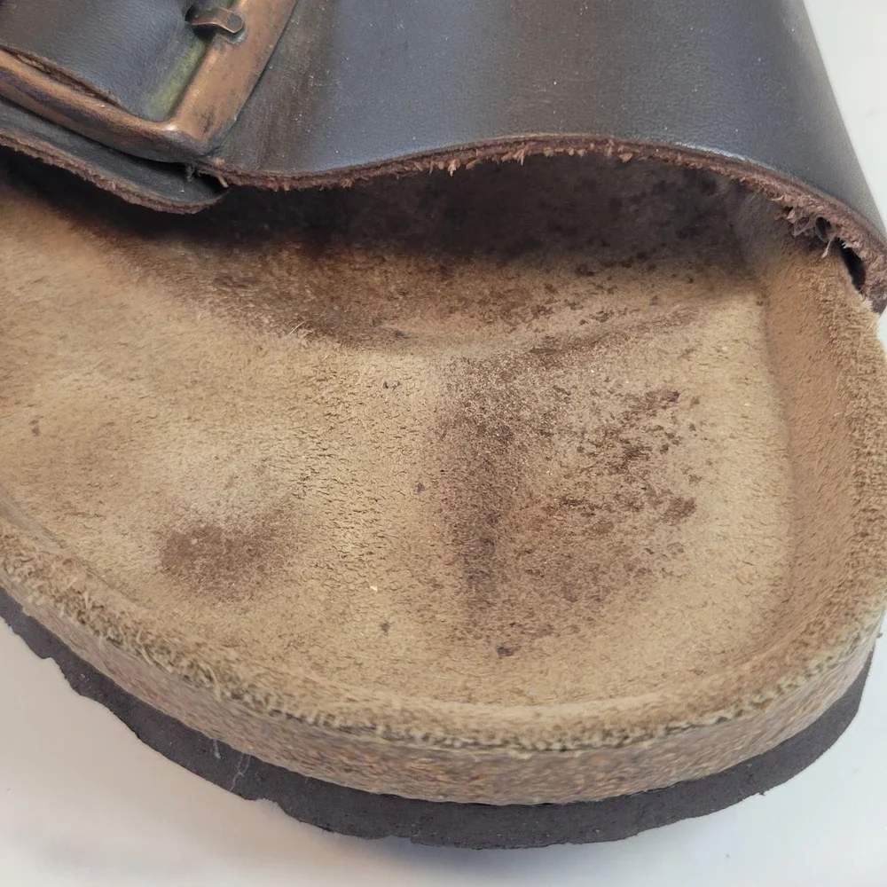 Birkenstock Milano Mens 11 Brown Black Leather Slingback Sandals 44 L13 M11